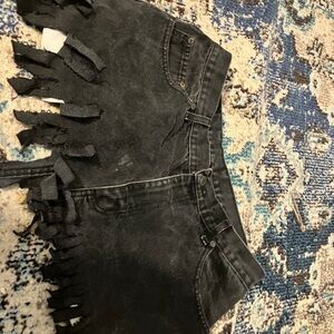 Edgy Black Fringe Skirt